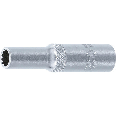 BGS Steckschlüssel-Einsatz Gear Lock, tief - Antrieb Innenvierkant 6,3 mm (1/4") - SW 6 mm