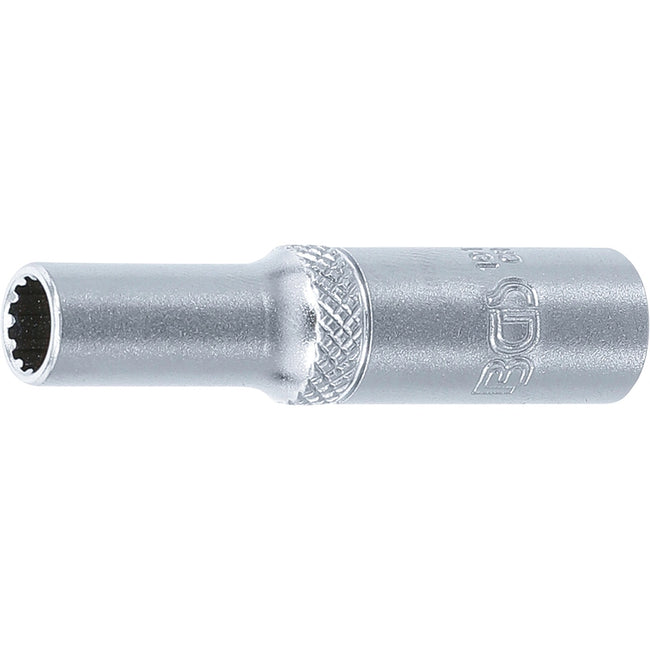 BGS Steckschlüssel-Einsatz Gear Lock, tief - Antrieb Innenvierkant 6,3 mm (1/4") - SW 6 mm