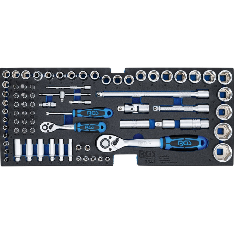 BGS Schaumeinlage für Art. 3312: Steckschlüsselsatz - 12,5 mm (1/2") + 6,3 mm (1/4") - 77-tlg.