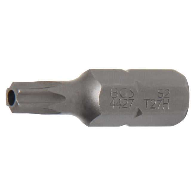 BGS Bit - Länge 30 mm - Antrieb Außensechskant 8 mm (5/16") - T-Profil (für Torx) mit Bohrung T27