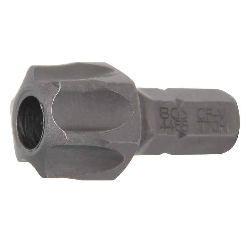 BGS Bit - Länge 30 mm - Antrieb Außensechskant 8 mm (5/16") - T-Profil (für Torx) mit Bohrung T70