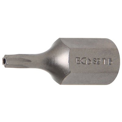 BGS Bit - Länge 30 mm - Antrieb Außensechskant 10 mm (3/8") - T-Profil (für Torx) mit Bohrung T15