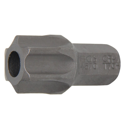 BGS Bit - Länge 30 mm - Antrieb Außensechskant 10 mm (3/8") - T-Profil (für Torx) mit Bohrung T70