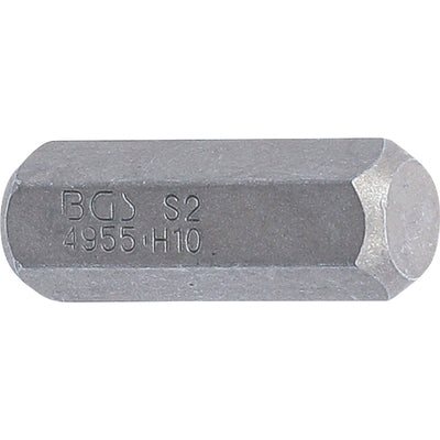 BGS Bit - Länge 30 mm - Antrieb Außensechskant 10 mm (3/8") - Innensechskant 10 mm