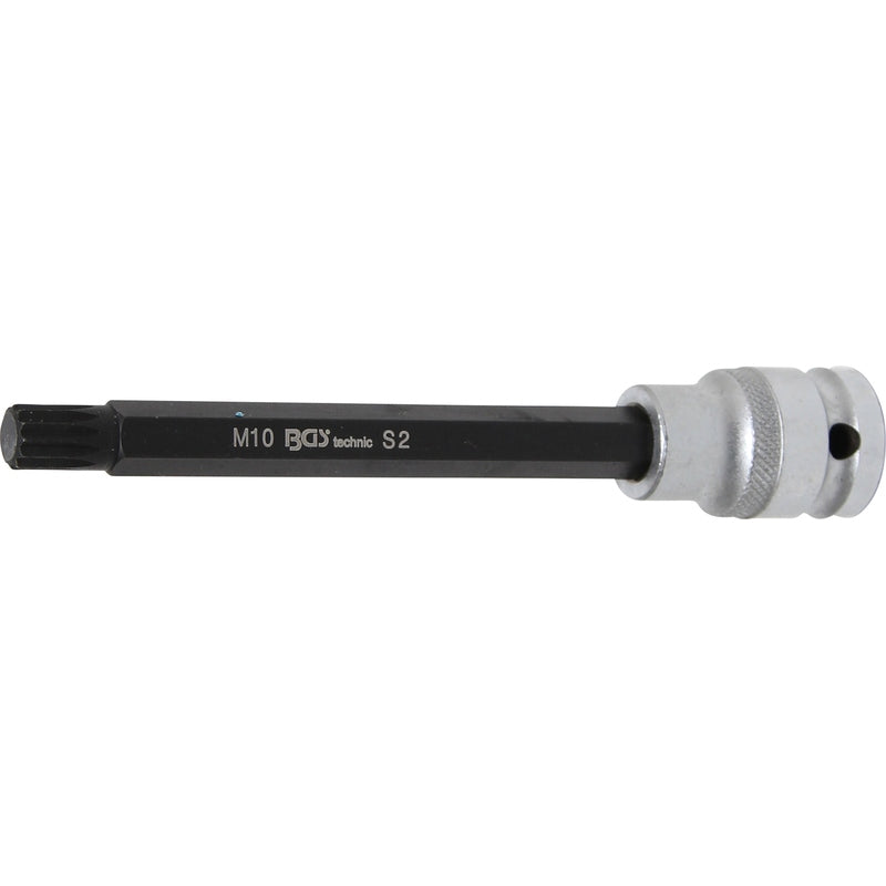 BGS Bit-Einsatz - Länge 140 mm - Antrieb Innenvierkant 12,5 mm (1/2") - Innenvielzahn (für XZN) M10