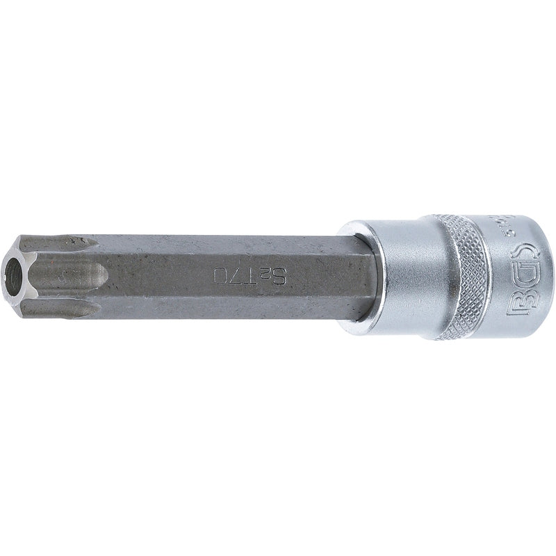 BGS Bit-Einsatz - Länge 110 mm - Antrieb Innenvierkant 12,5 mm (1/2") - T-Profil (für Torx) mit Bohrung T70