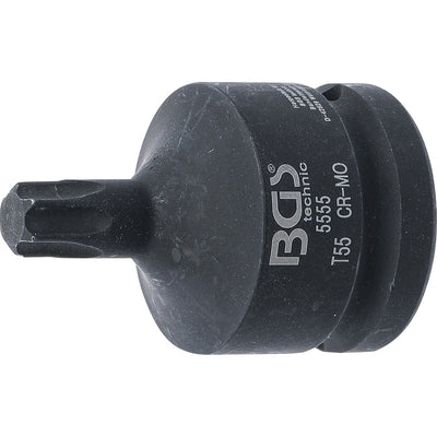 BGS Kraft-Bit-Einsatz - Länge 60 mm - Antrieb Innenvierkant 20 mm (3/4") - T-Profil (für Torx) T55