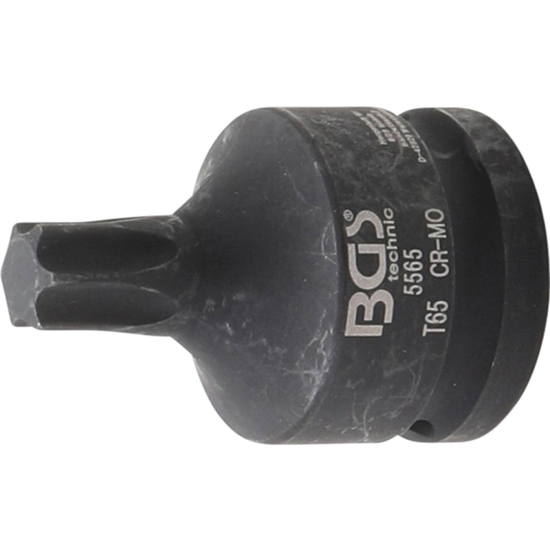 BGS Kraft-Bit-Einsatz - Länge 60 mm - Antrieb Innenvierkant 20 mm (3/4") - T-Profil (für Torx) T65