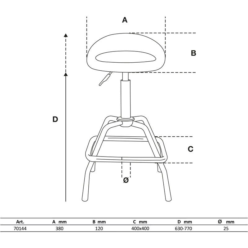 Werkstattstuhl | höhenverstellbar | 630 - 770 mm